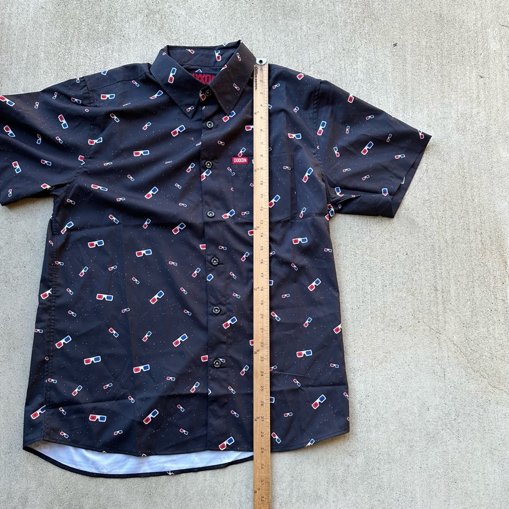 Dixxon Flannel  Shirt Men M Party Vision Button Front Short Sleeve Glasses - Picture 5 of 5